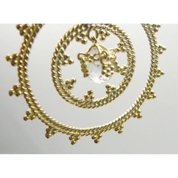 Dangle Crystal drop 18K Gold over SILVER Earrings - Picture 3 of 5